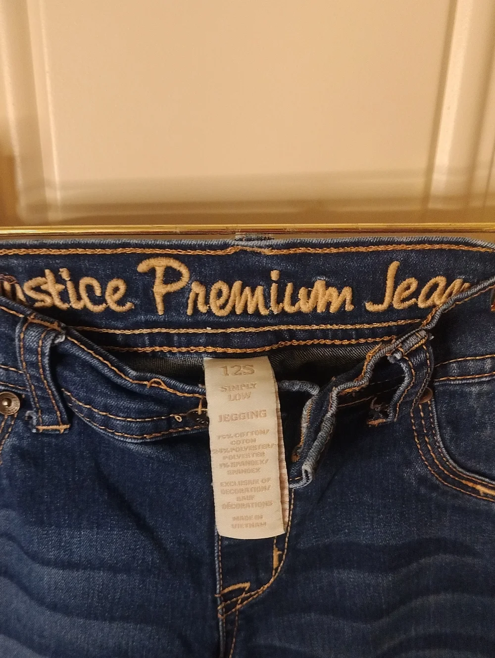 Justice Premium Jeans Dark Blue Skinny Jeggings Size 12S Girls